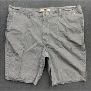 Levi's Bermuda Shorts Mens Size 42X11 Black White Striped 100% Cotton Zipper Fly